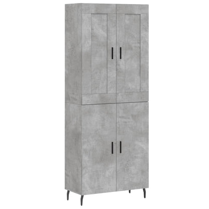 Hoge Kast 69,5X34X180 Cm Bewerkt Hout Betongrijs
