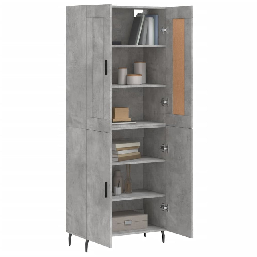 Hoge Kast 69,5X34X180 Cm Bewerkt Hout Betongrijs