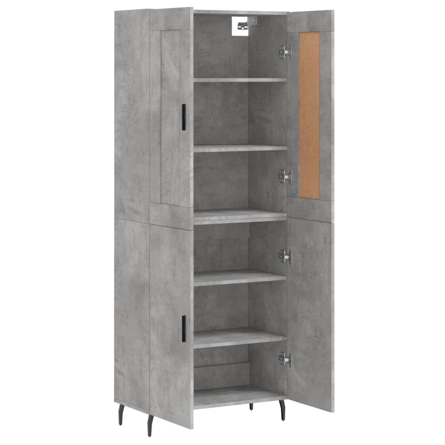 Hoge Kast 69,5X34X180 Cm Bewerkt Hout Betongrijs