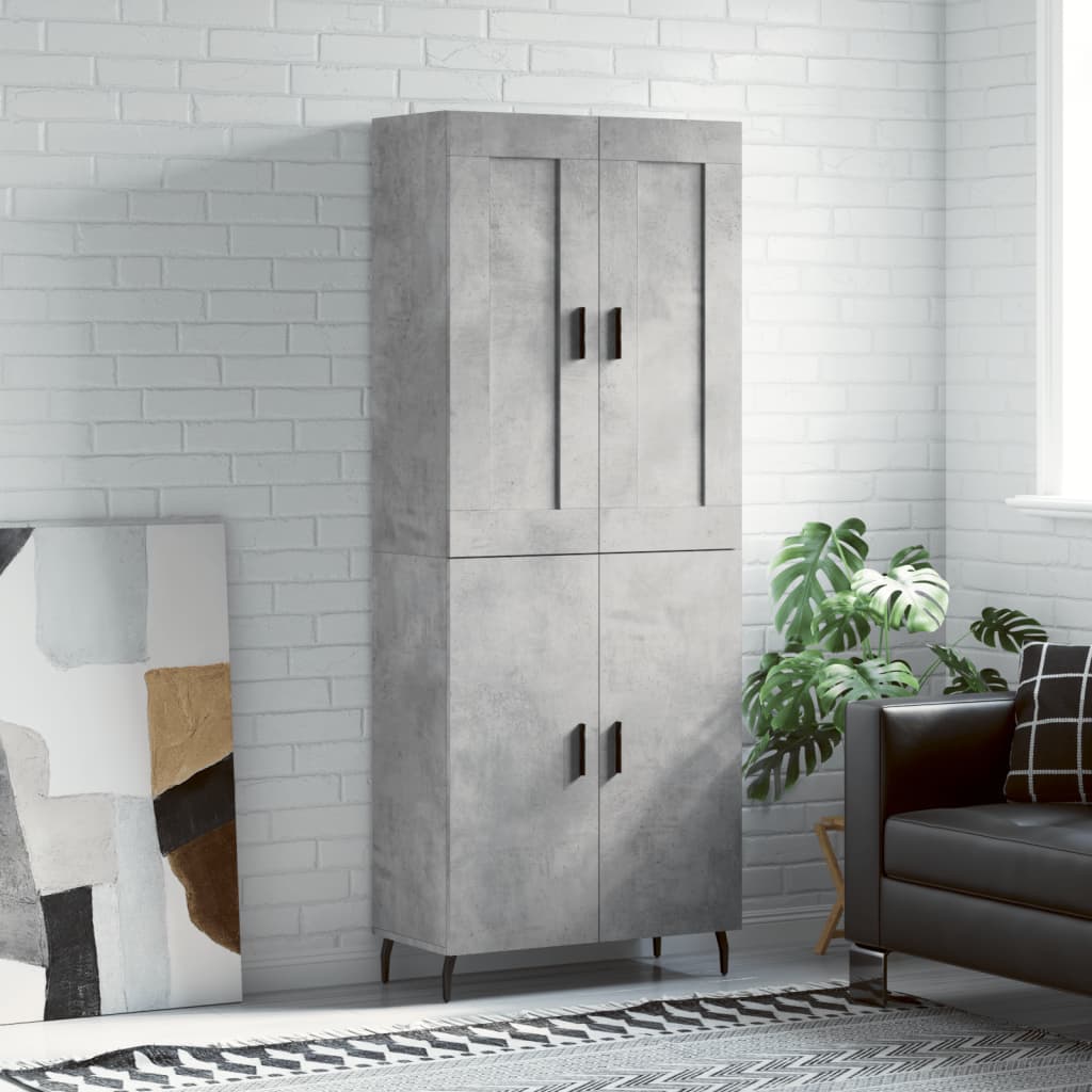 Hoge Kast 69,5X34X180 Cm Bewerkt Hout Betongrijs