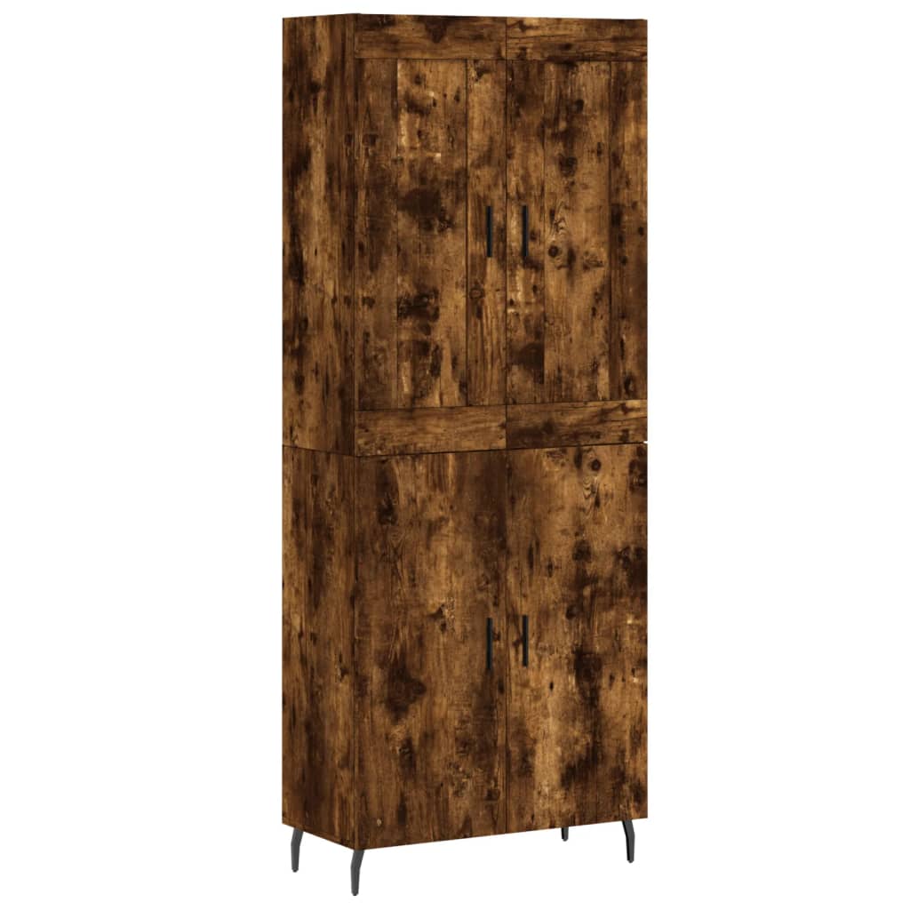 Hoge Kast 69,5X34X180 Cm Bewerkt Hout Gerookt Eikenkleurig