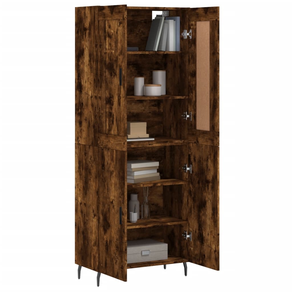 Hoge Kast 69,5X34X180 Cm Bewerkt Hout Gerookt Eikenkleurig