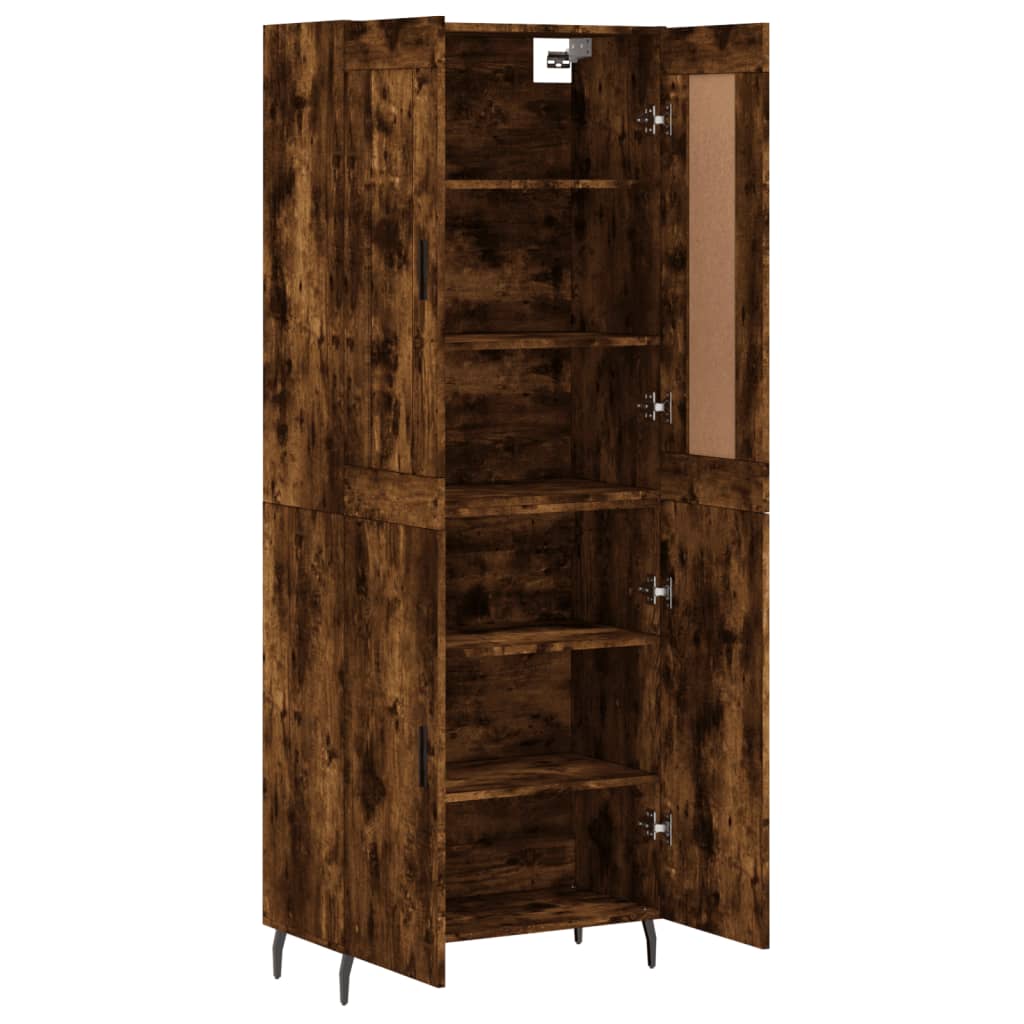 Hoge Kast 69,5X34X180 Cm Bewerkt Hout Gerookt Eikenkleurig