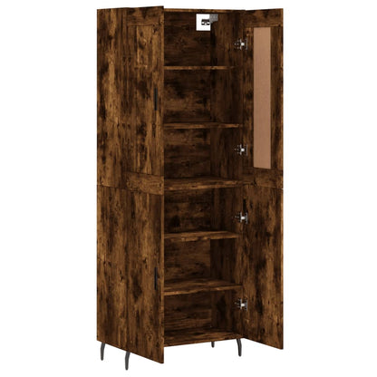 Hoge Kast 69,5X34X180 Cm Bewerkt Hout Gerookt Eikenkleurig