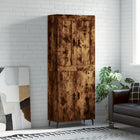 Hoge kast 69,5x34x180 cm bewerkt hout gerookt eiken