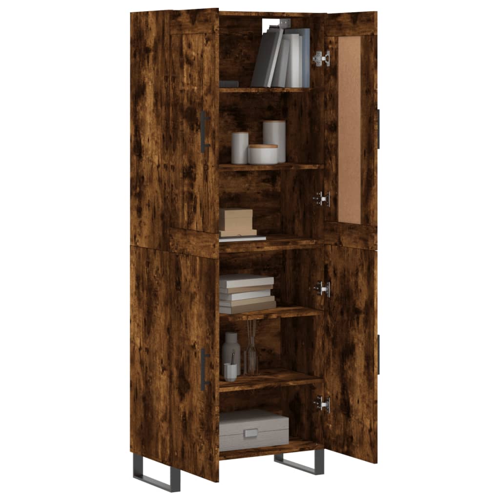 Hoge Kast 69,5X34X80 Cm Bewerkt Hout Kleurig Gerookt eiken 2 deuren