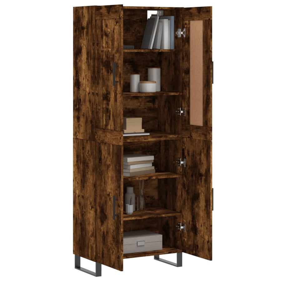 Hoge Kast 69,5X34X80 Cm Bewerkt Hout Kleurig Gerookt eiken 2 deuren