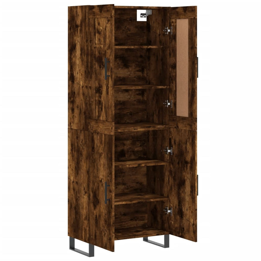 Hoge Kast 69,5X34X80 Cm Bewerkt Hout Kleurig Gerookt eiken 2 deuren