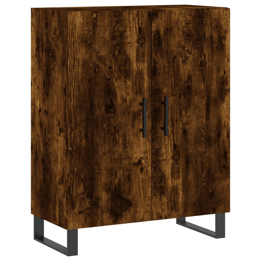 Hoge Kast 69,5X34X80 Cm Bewerkt Hout Kleurig Gerookt eiken 2 deuren