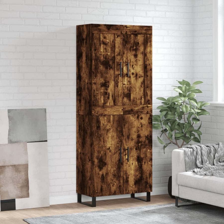 Hoge Kast 69,5X34X80 Cm Bewerkt Hout Kleurig Gerookt eiken 2 deuren