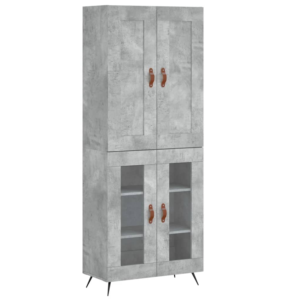 Hoge Kast 69,5X34X180 Cm Bewerkt Hout Betongrijs