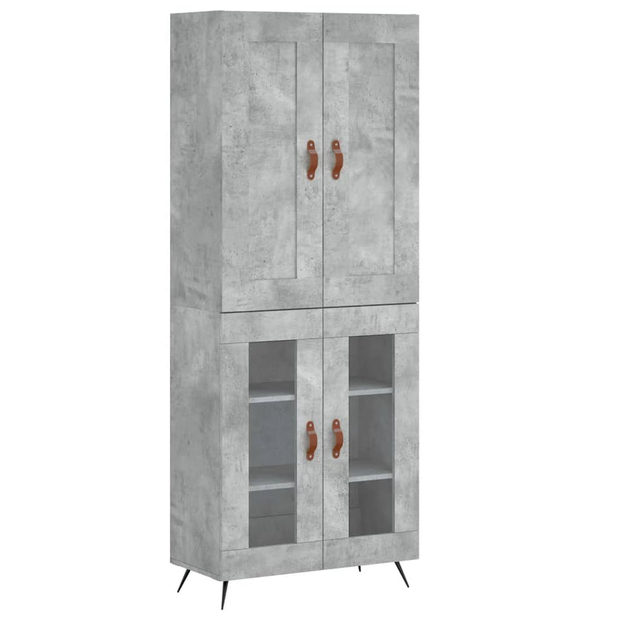 Hoge Kast 69,5X34X180 Cm Bewerkt Hout Betongrijs