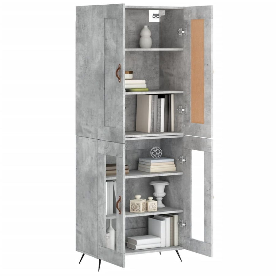 Hoge Kast 69,5X34X180 Cm Bewerkt Hout Betongrijs