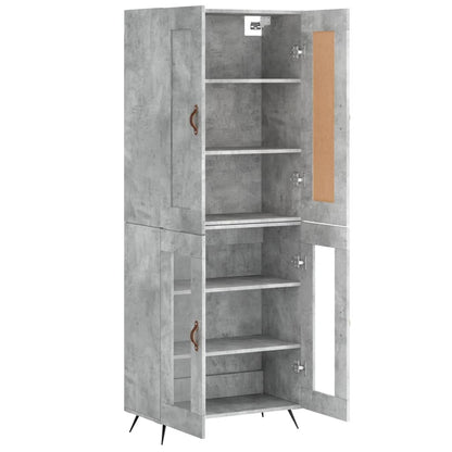 Hoge Kast 69,5X34X180 Cm Bewerkt Hout Betongrijs