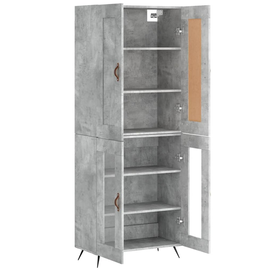 Hoge Kast 69,5X34X180 Cm Bewerkt Hout Betongrijs