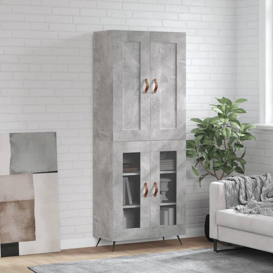 Hoge Kast 69,5X34X180 Cm Bewerkt Hout Betongrijs