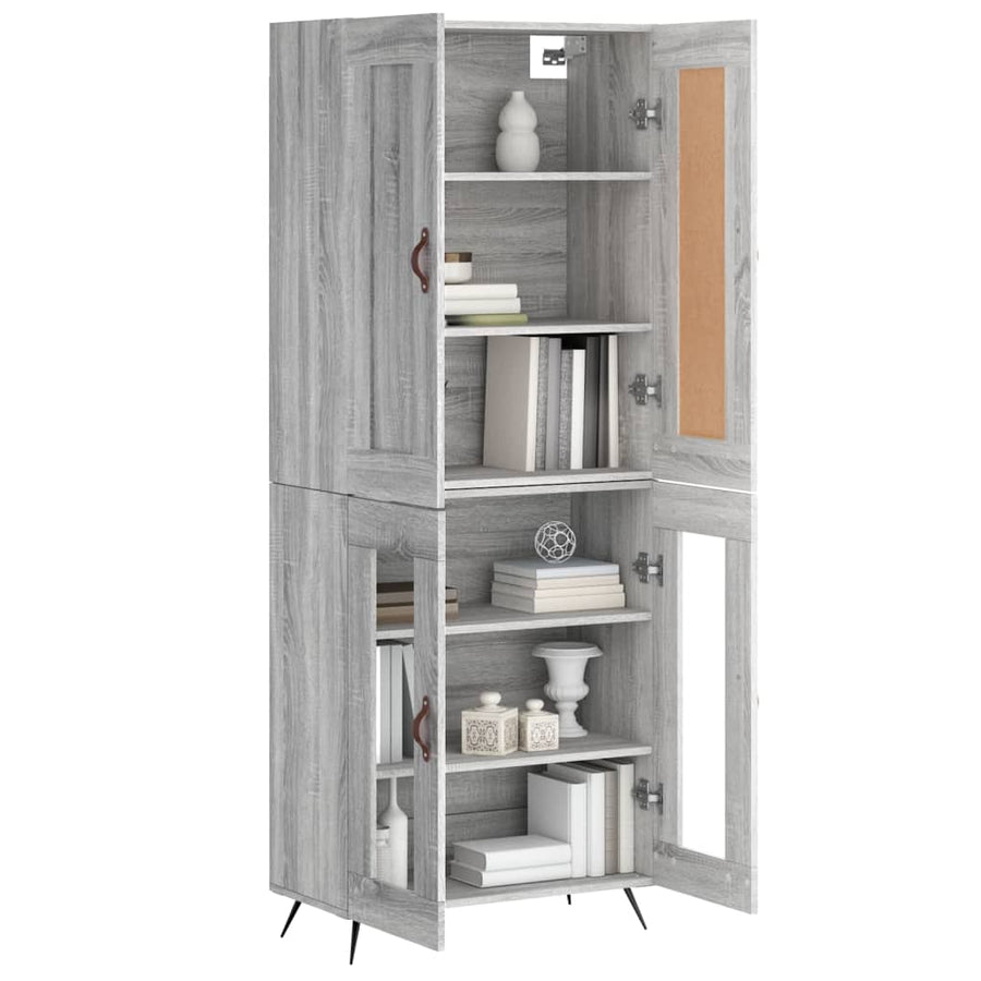 Hoge Kast 69,5X34X180 Cm Bewerkt Hout Grijs Sonoma Eikenkleurig