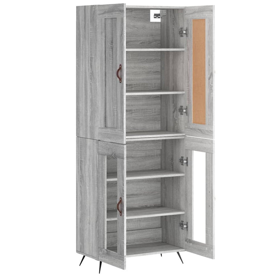 Hoge Kast 69,5X34X180 Cm Bewerkt Hout Grijs Sonoma Eikenkleurig