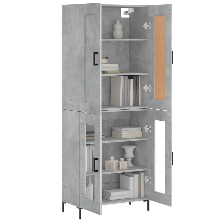 Hoge Kast 69,5X34X180 Cm Bewerkt Hout Betongrijs