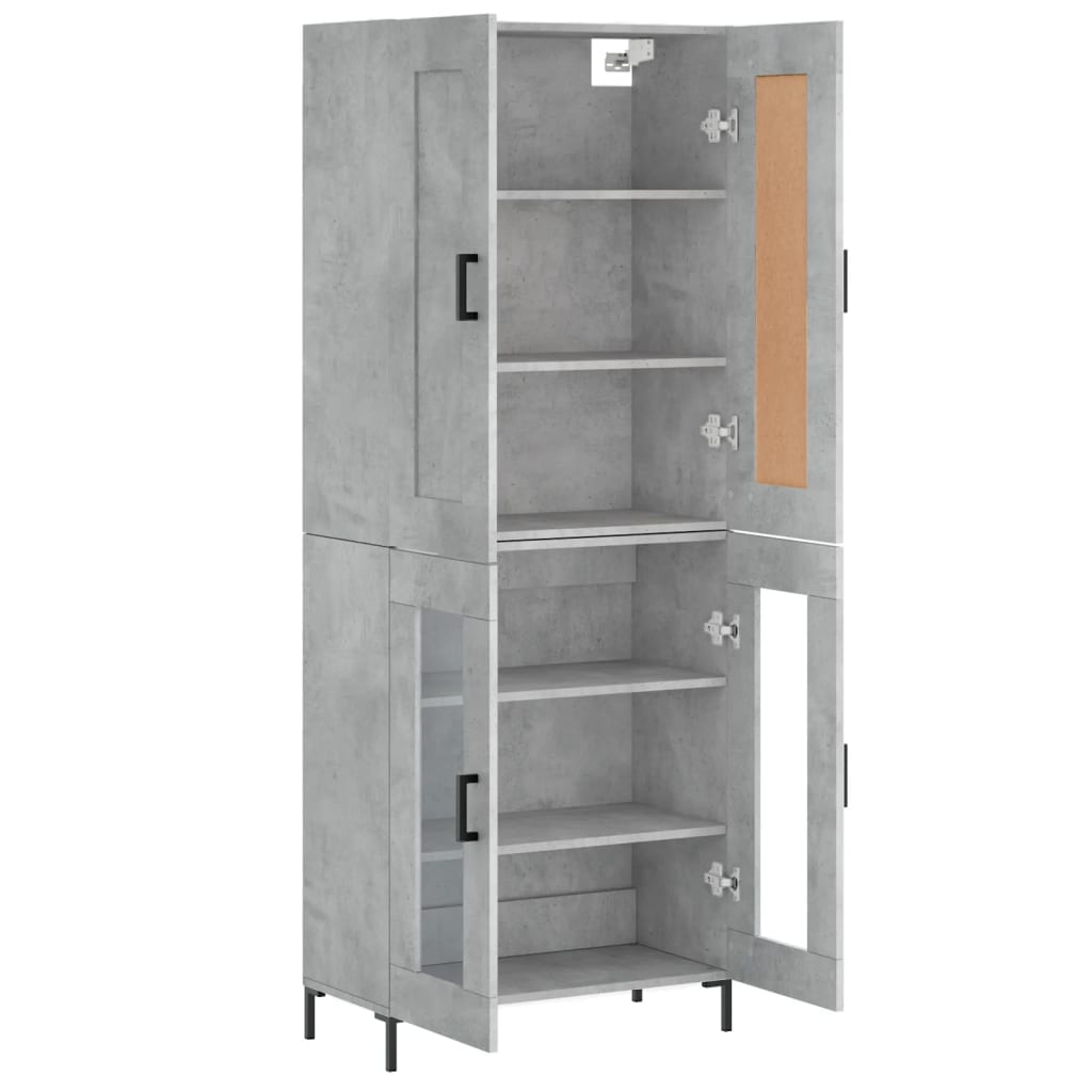 Hoge Kast 69,5X34X180 Cm Bewerkt Hout Betongrijs