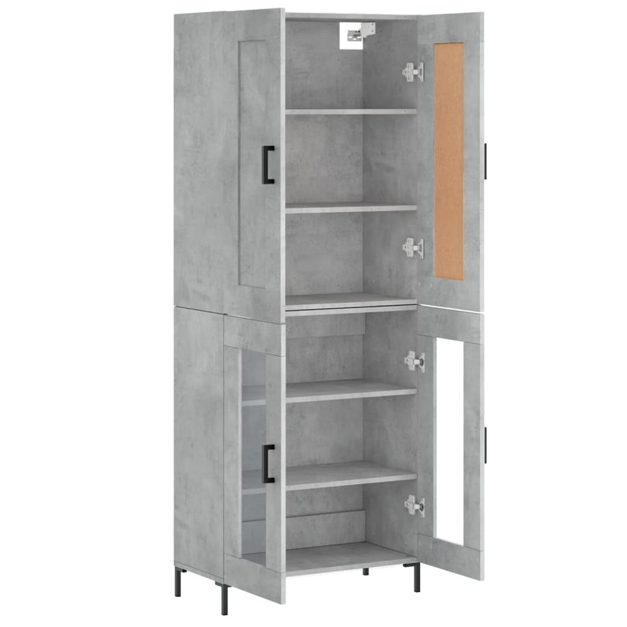 Hoge Kast 69,5X34X180 Cm Bewerkt Hout Betongrijs