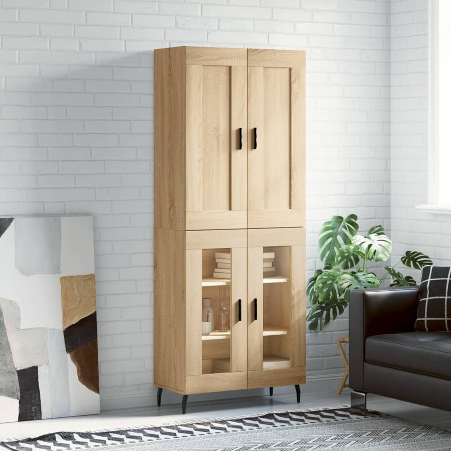 Hoge Kast 69,5X34X180 Cm Bewerkt Hout Kleurig Sonoma eiken