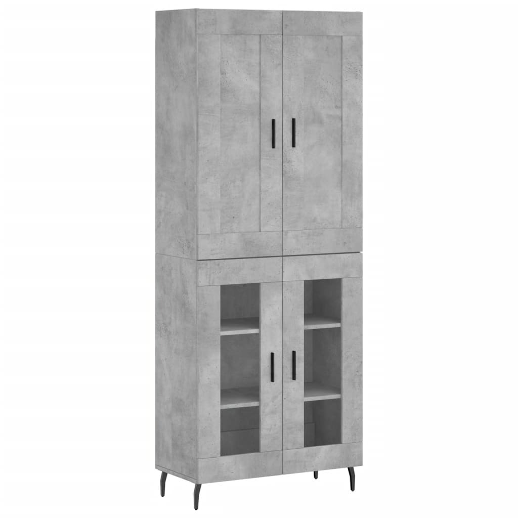 Hoge Kast 69,5X34X180 Cm Bewerkt Hout Betongrijs