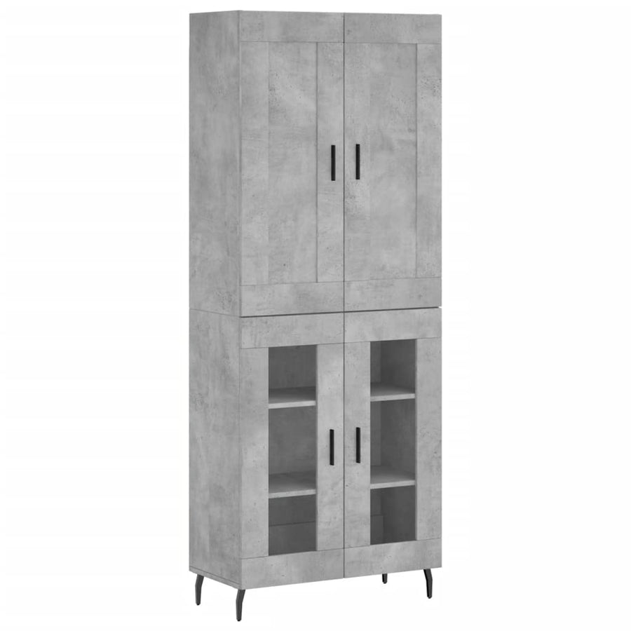 Hoge Kast 69,5X34X180 Cm Bewerkt Hout Betongrijs