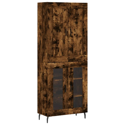 Hoge kast 69,5x34x180 cm bewerkt hout gerookt eikenkleurig