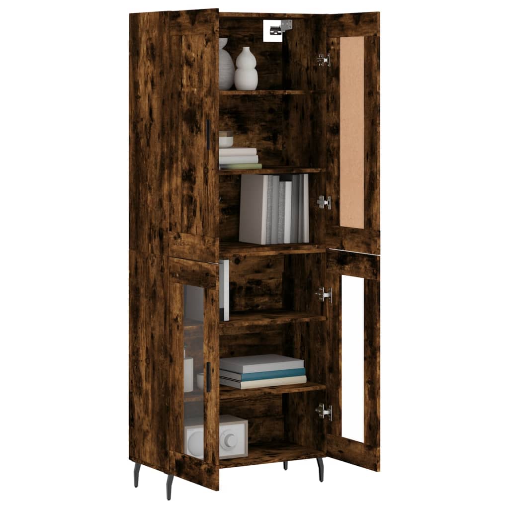 Hoge kast 69,5x34x180 cm bewerkt hout gerookt eikenkleurig
