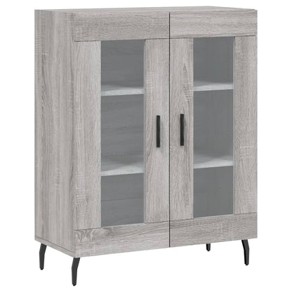 Hoge Kast 69,5X34X80 Cm Bewerkt Hout Eikenkleurig Grijs sonoma 2 glazen deuren
