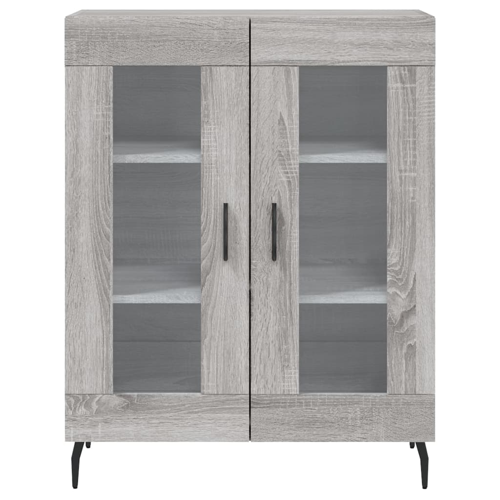 Hoge Kast 69,5X34X80 Cm Bewerkt Hout Eikenkleurig Grijs sonoma 2 glazen deuren