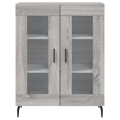Hoge Kast 69,5X34X80 Cm Bewerkt Hout Eikenkleurig Grijs sonoma 2 glazen deuren