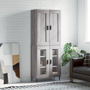 Hoge kast 69,5x34x180 cm bewerkt hout grijs