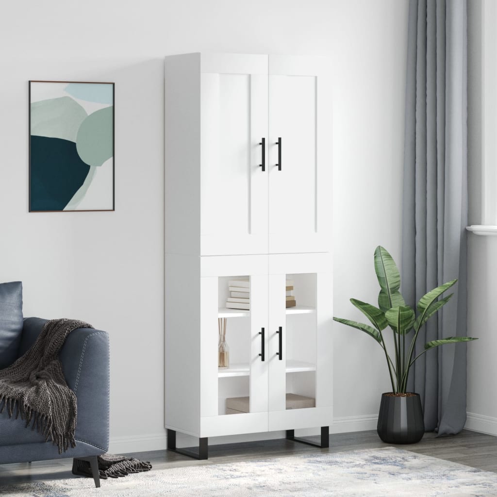 Hoge Kast 69,5X34X180 Cm Bewerkt Hout Wit