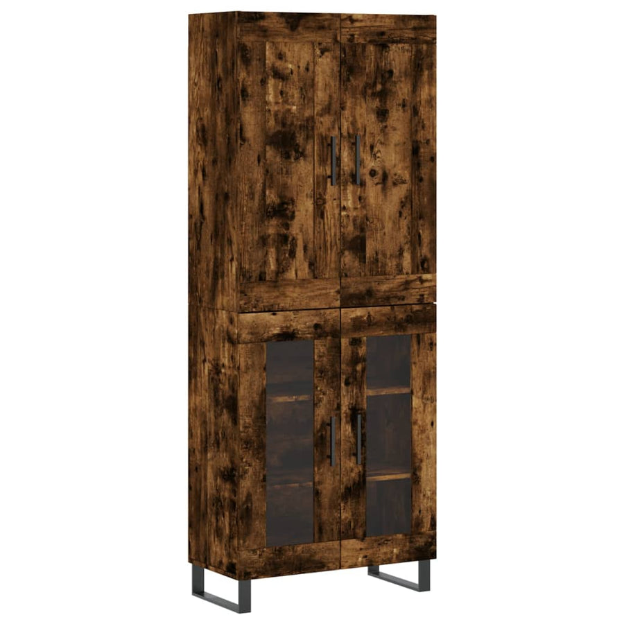 Hoge Kast 69,5X34X180 Cm Bewerkt Hout Kleurig Gerookt eiken
