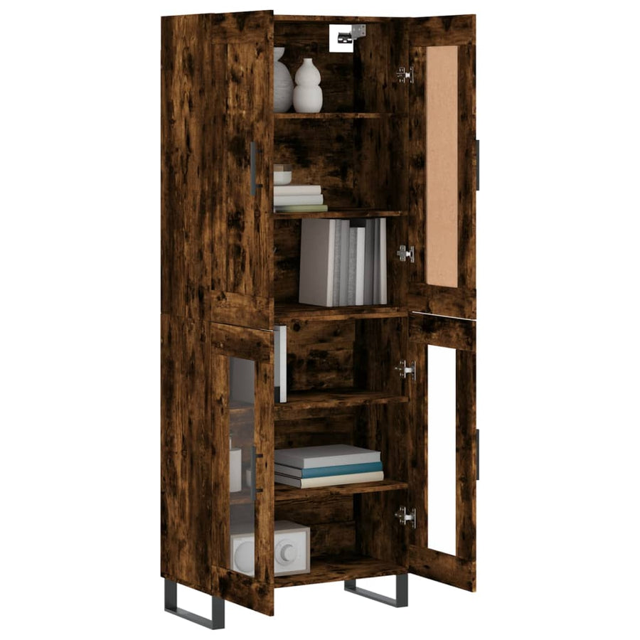 Hoge Kast 69,5X34X180 Cm Bewerkt Hout Kleurig Gerookt eiken