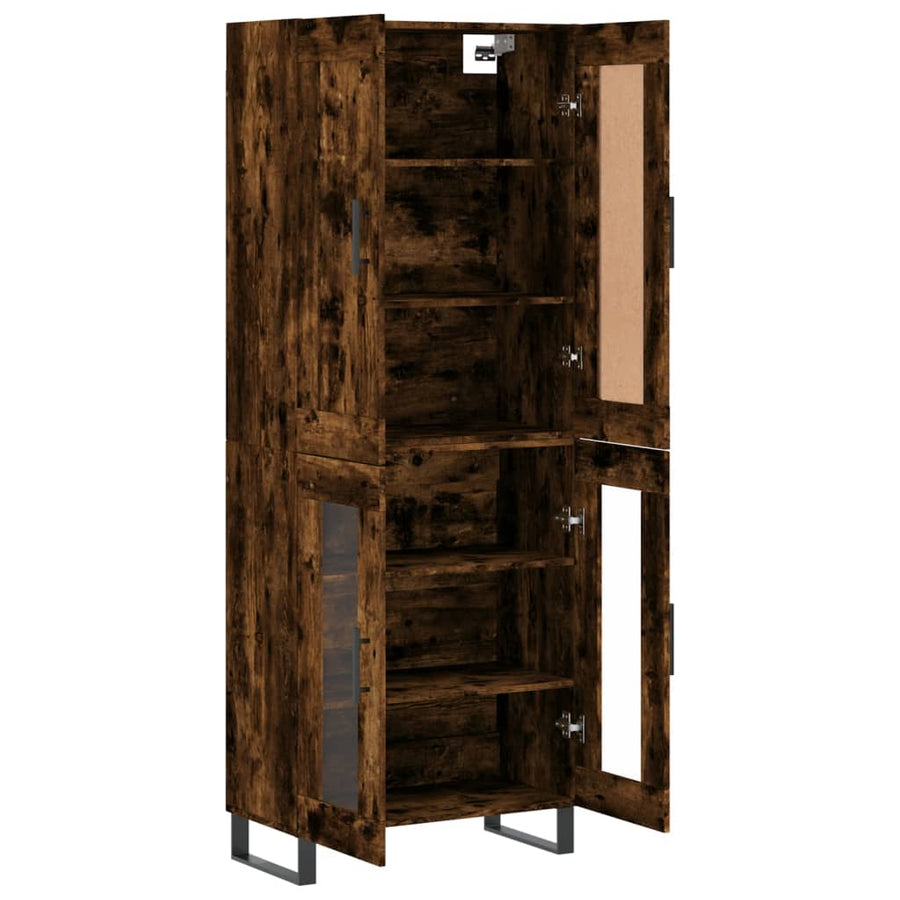 Hoge Kast 69,5X34X180 Cm Bewerkt Hout Kleurig Gerookt eiken