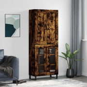Hoge kast 69,5x34x180 cm bewerkt hout gerookt eiken