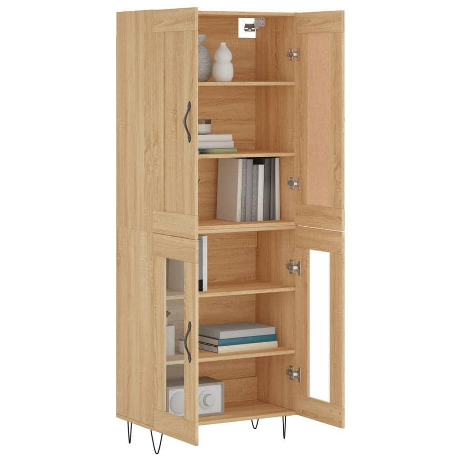 Hoge Kast 69,5X34X180 Cm Bewerkt Hout Kleurig Sonoma eiken
