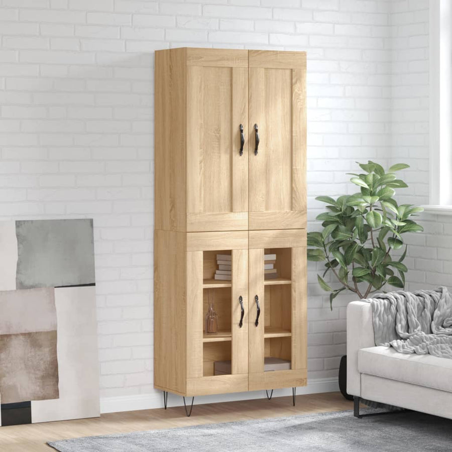 Hoge Kast 69,5X34X180 Cm Bewerkt Hout Kleurig Sonoma eiken