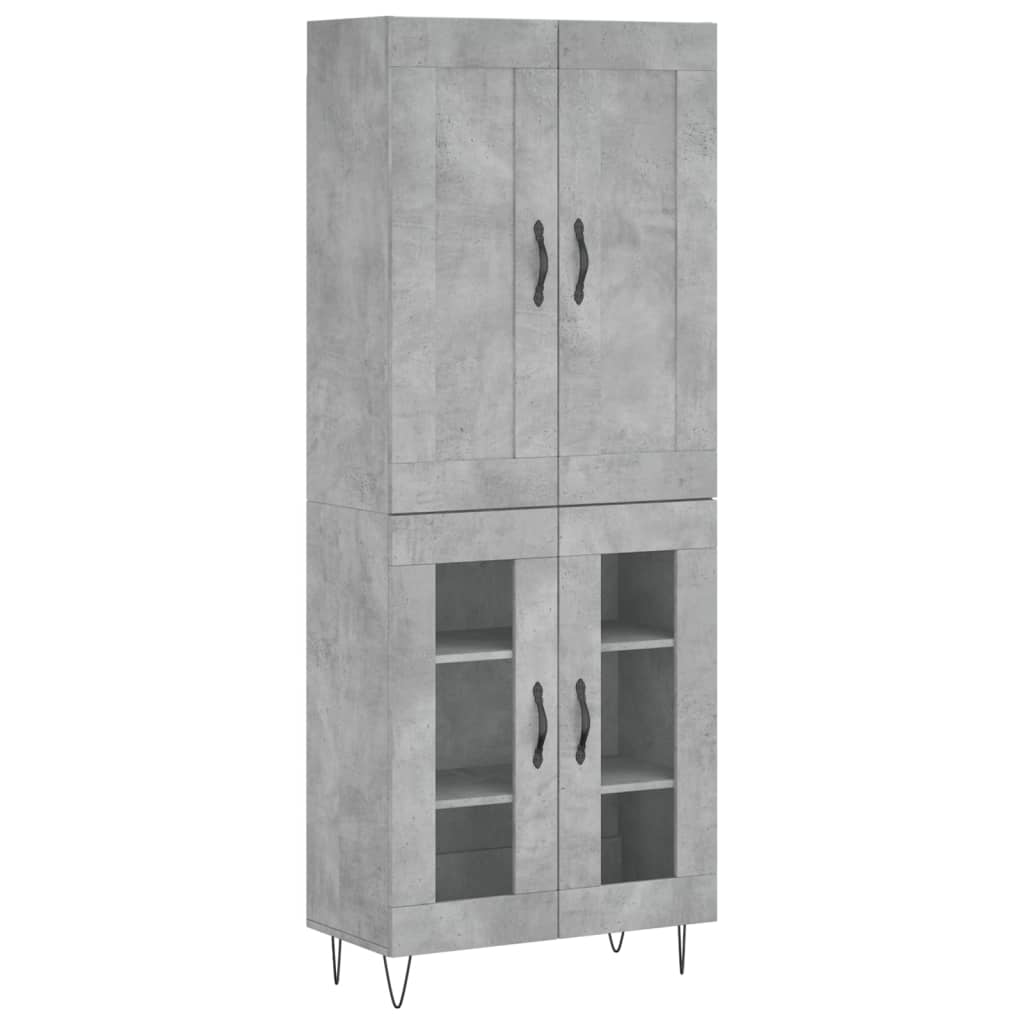 Hoge kast 69,5x34x180 cm bewerkt hout betongrijs