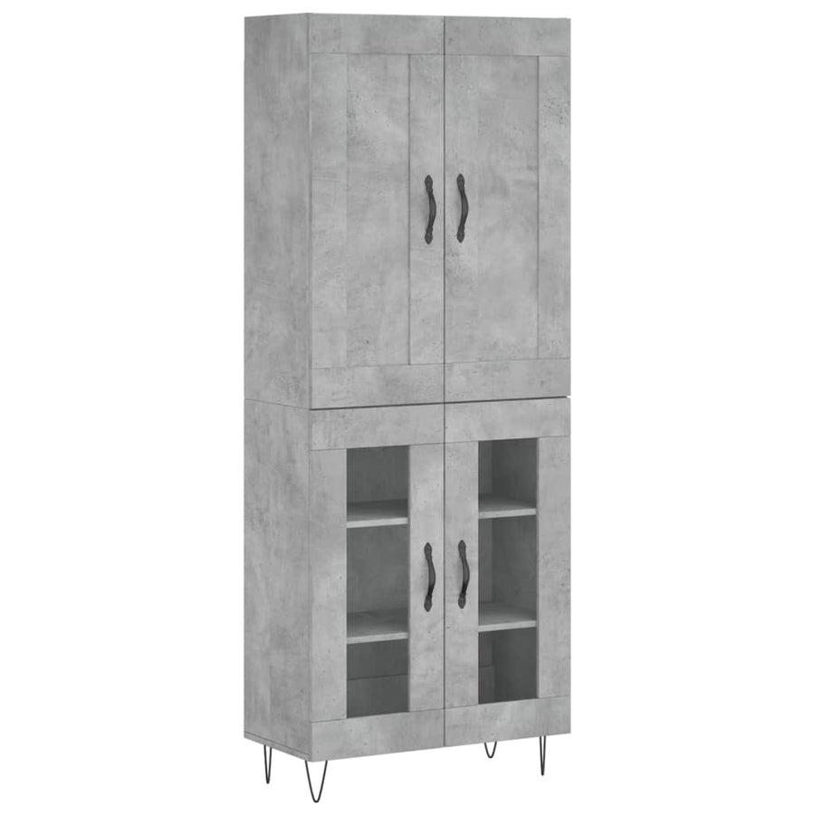 Hoge kast 69,5x34x180 cm bewerkt hout betongrijs