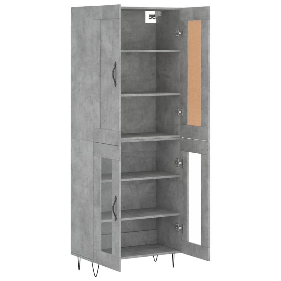 Hoge kast 69,5x34x180 cm bewerkt hout betongrijs