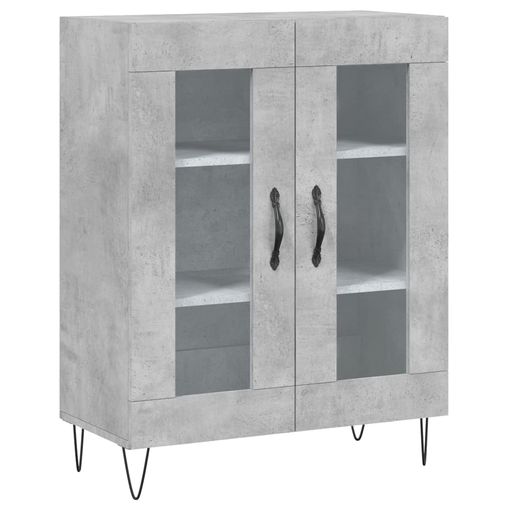 Hoge kast 69,5x34x180 cm bewerkt hout betongrijs