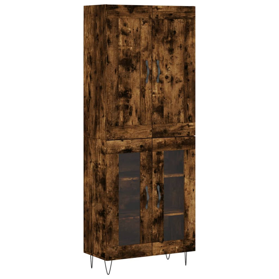 Hoge kast 69,5x34x180 cm bewerkt hout gerookt eikenkleurig