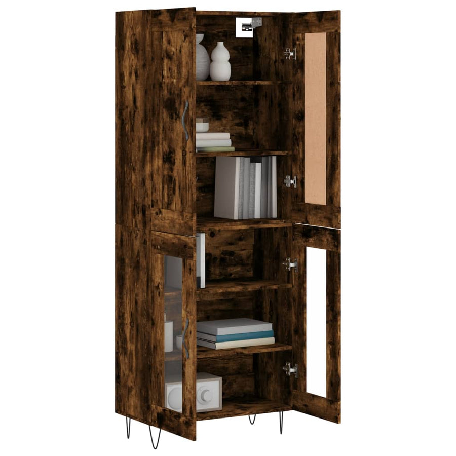 Hoge kast 69,5x34x180 cm bewerkt hout gerookt eikenkleurig
