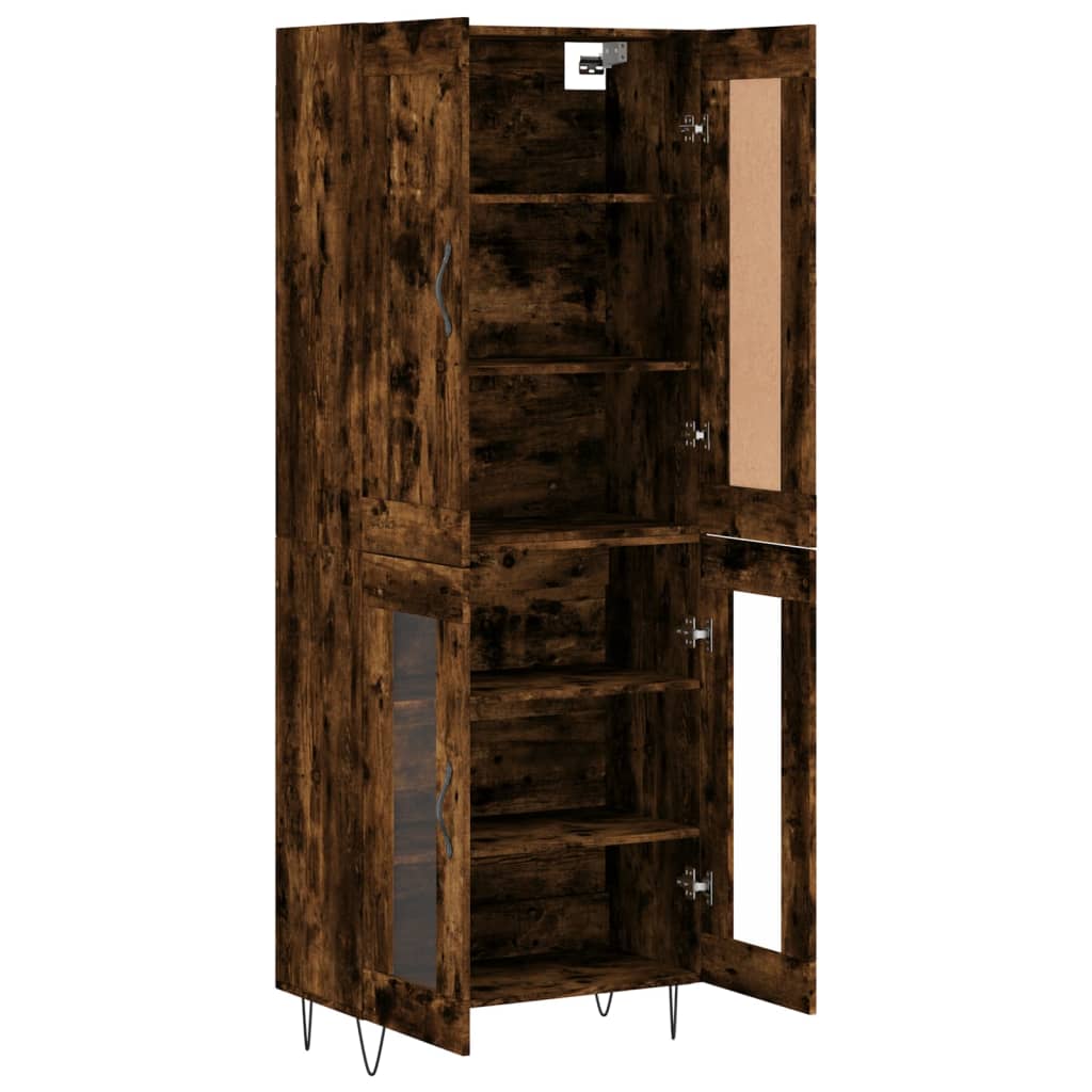 Hoge kast 69,5x34x180 cm bewerkt hout gerookt eikenkleurig