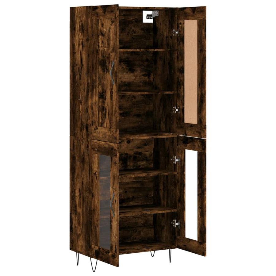 Hoge kast 69,5x34x180 cm bewerkt hout gerookt eikenkleurig