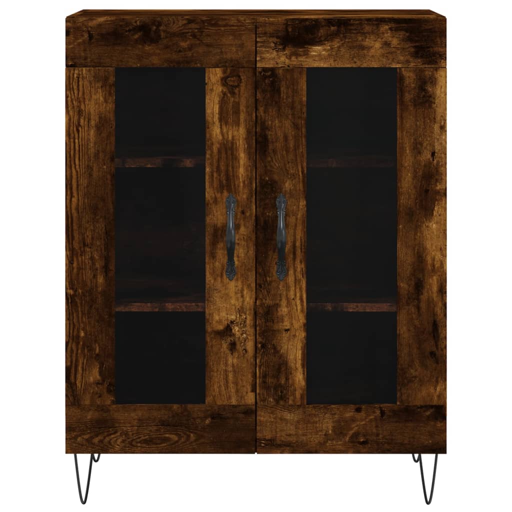 Hoge kast 69,5x34x180 cm bewerkt hout gerookt eikenkleurig